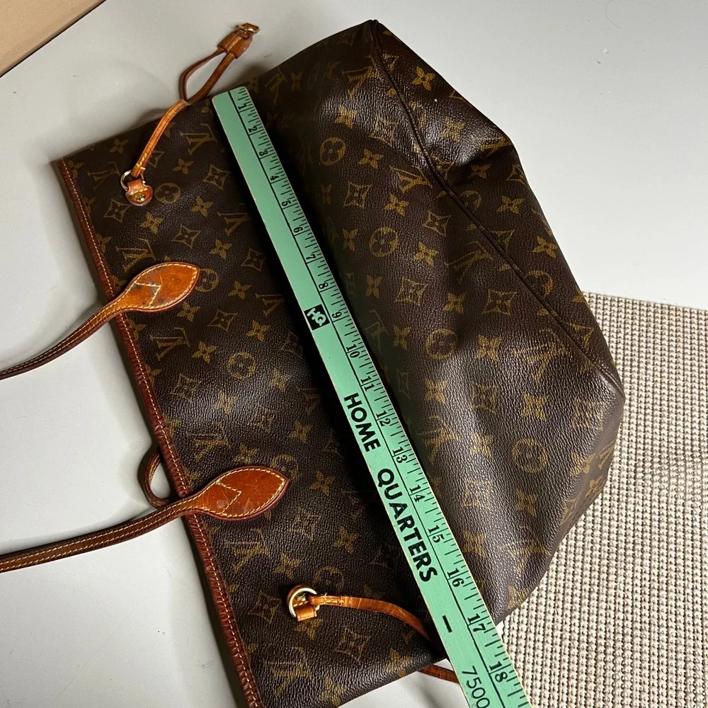Vintage Louis Vuitton Neverfull MM Monogram Canvas Tote Bag Brown Shoulder Bag
